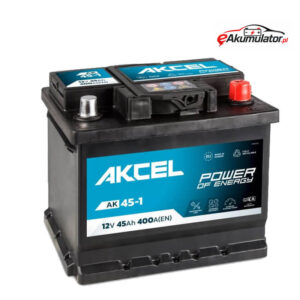 Akumulator Akcel AK-45-1, 45Ah / 400A, P+, Clarios – producent VARTA